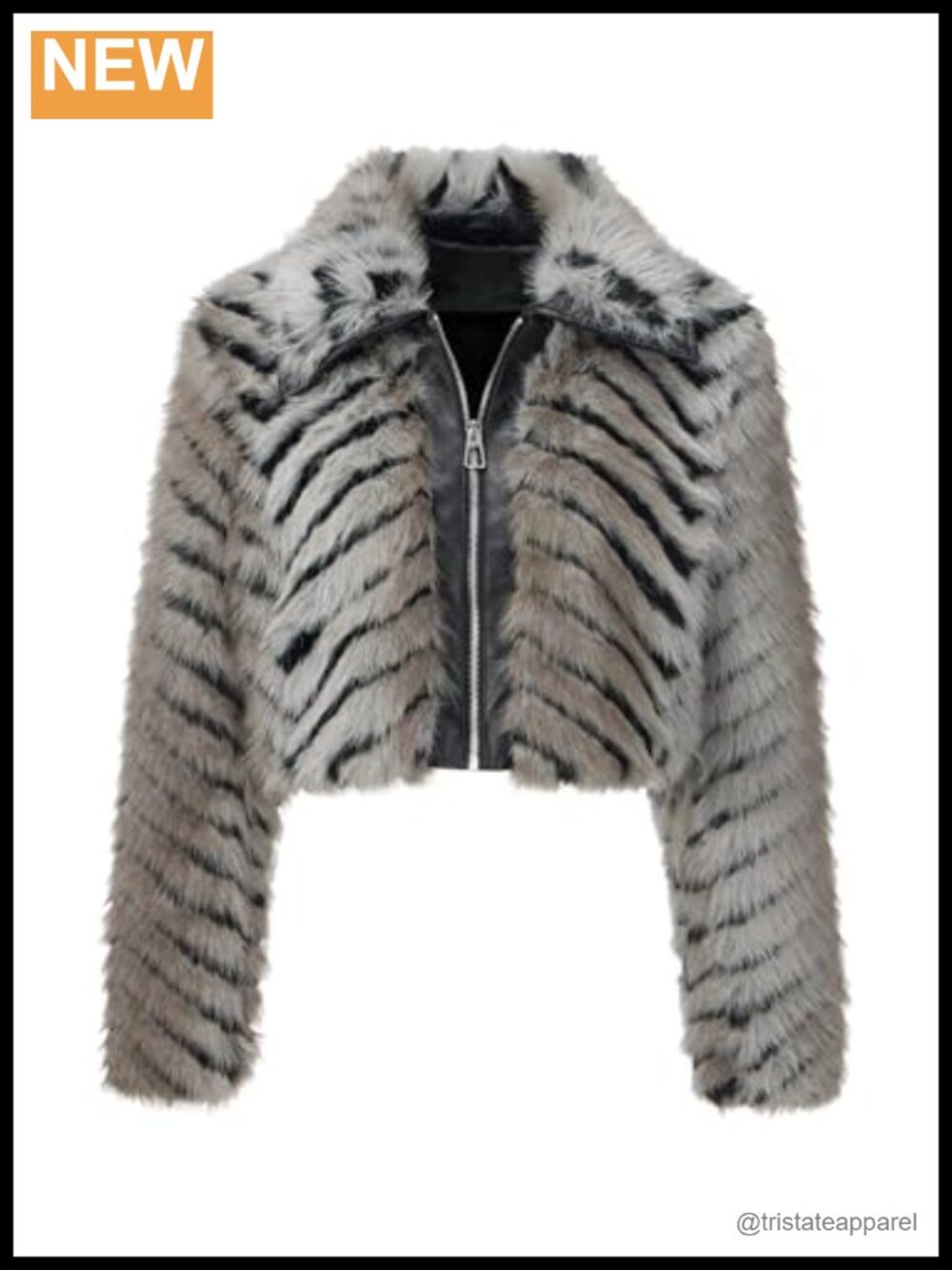Faux Fur Cropped Zip Up Jacket Fluffy Fleece Coat Women's